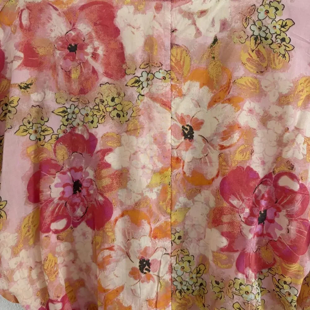 Free People Freddy Tie Mini Dress Floral Sz XL Pink Boho - Picture 7 of 7